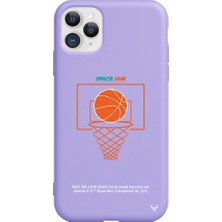 Deercase Apple iPhone 11 Pro Max Lila Renkli Silikon Space Jam Cartoon Telefon Kılıfı