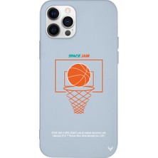 Deercase Apple iPhone 12 Pro Max Mavi Renkli Silikon Space Jam Cartoon Telefon Kılıfı