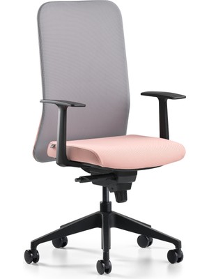 Bürotime Comfy Çalışma Koltuğu | Sabit Kol | Plastik Ayak | Gri/somon