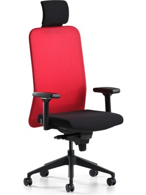 Bürotime Comfy Başlıklı Çalışma Koltuğu | 3D Kol | Plastik Ayak | Kırmızı/siyah