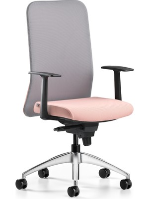 Bürotime Comfy Çalışma Koltuğu | Sabit Kol | Krom Ayak | Gri/somon