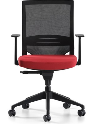 Bürotime Cozy Çalışma Koltuğu - Sabit T Kol - Plastik Ayak - Kırmızı/siyah