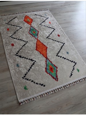 Arte Halı Dekoratif Örgü Saçaklı Salon Halısı Makinada Yıkanabilir Kaymaz Taban Kilim Koridor Yolluk