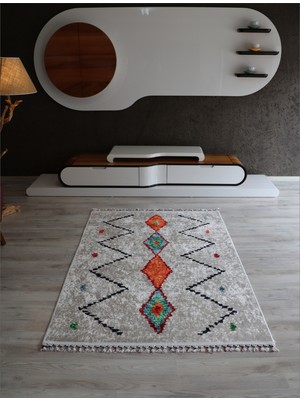 Arte Halı Dekoratif Örgü Saçaklı Salon Halısı Makinada Yıkanabilir Kaymaz Taban Kilim Koridor Yolluk