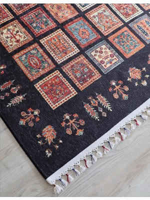 Arte Halı Dekoratif Örgü Saçaklı Salon Halısı Makinada Yıkanabilir Kaymaz Taban Kilim Koridor Yolluk