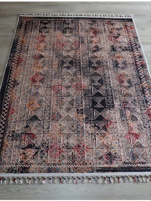 Arte Halı Dekoratif Örgü Saçaklı Salon Halısı Makinada Yıkanabilir Kaymaz Taban Kilim Koridor Yolluk