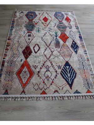 Arte Halı Dekoratif Örgü Saçaklı Salon Halısı Makinada Yıkanabilir Kaymaz Taban Kilim Koridor Yolluk