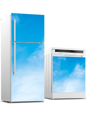 Sticker Art Buzdolabı ve Bulaşık Makinası Beyaz Eşya Sticker Kaplama Gökyüzü Bulut