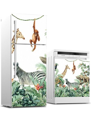 Sticker Art Buzdolabı ve Bulaşık Makinası Beyaz Eşya Sticker Kaplama Hayvanlar