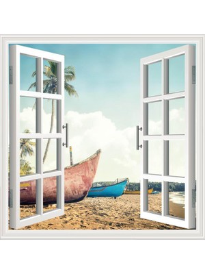 Sticker Art Pencere Poster Duvar Kağıdı Kayıklar Yapışkanlı Sticker