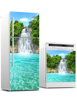 Sticker Art Buzdolabı ve Bulaşık Makinası Beyaz Eşya Sticker Kaplama Şelale