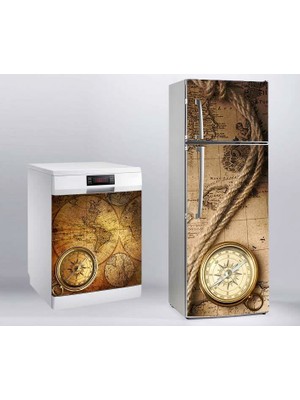 Sticker Art Buzdolabı ve Bulaşık Makinası Beyaz Eşya Sticker Kaplama Harita Saat