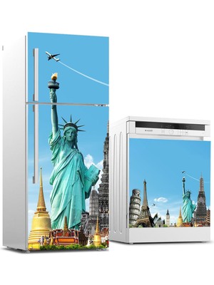 Sticker Art Buzdolabı ve Bulaşık Makinası Beyaz Eşya Sticker Kaplama Newyork
