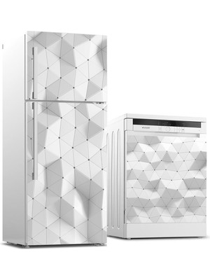 Sticker Art Buzdolabı ve Bulaşık Makinası Beyaz Eşya Sticker Kaplama 3D Geometrik