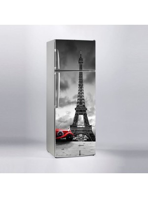 Sticker Art Buzdolabı Sticker Kaplama Dolap Kaplama Etiketi Paris Kırmızı Araba
