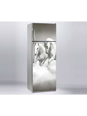 Sticker Art Buzdolabı Sticker Kaplama Dolap Kaplama Etiketi Beyaz Atlar