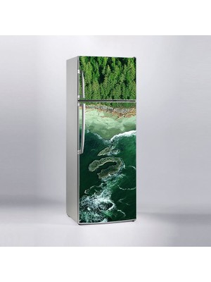 Sticker Art Buzdolabı Sticker Kaplama Dolap Kaplama Etiketi Yeşil Deniz