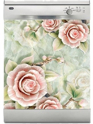 Sticker Art Bulaşık Makinesi Sticker Kaplama Beyaz Eşya Kaplama Güller 3D
