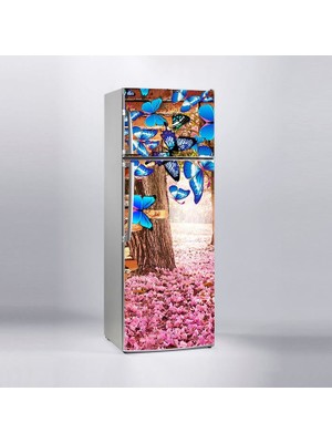 Sticker Art Buzdolabı Sticker Kaplama Dolap Kaplama Etiketi Kelebek Güller