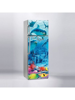 Sticker Art Buzdolabı Sticker Kaplama Dolap Kaplama Etiketi Yunus Balığı
