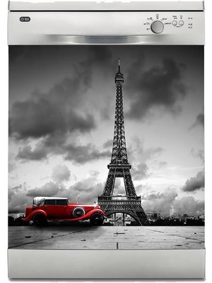 Sticker Art Bulaşık Makinesi Sticker Kaplama Beyaz Eşya Kaplama Kırmızı Araba Paris