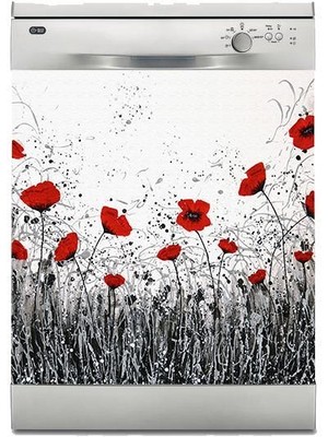 Sticker Art Bulaşık Makinesi Sticker Kaplama Beyaz Eşya Kaplama Laleler