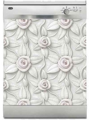 Sticker Art Bulaşık Makinesi Sticker Kaplama Beyaz Eşya Kaplama 3 Boyut Çiçek