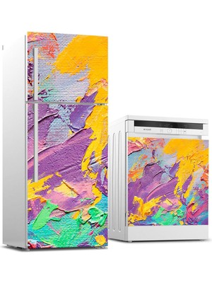Sticker Art Buzdolabı ve Bulaşık Makinası Beyaz Eşya Sticker Kaplama Fırça Darbesi