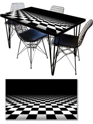Sticker Art Masa Kaplama Folyosu Mobilya Masa Kaplama Folyoları 3 Boyut Siyah Beyaz Kare