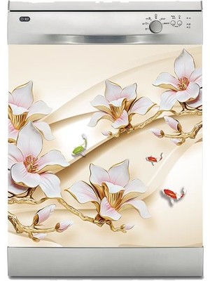 Sticker Art Bulaşık Makinesi Sticker Kaplama Beyaz Eşya Kaplama 3D Balıklar Gül