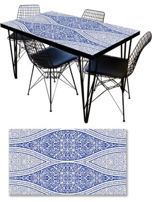 Sticker Art Masa Kaplama Folyosu Mobilya Masa Kaplama Folyoları Mavi Beyaz Dekor