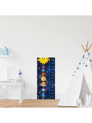 Sticker Art Çocuk Odası Bebek Odası Boy Ölçer Boy Cetveli Sticker Gezegen