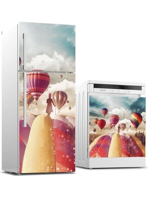 Sticker Art Buzdolabı ve Bulaşık Makinası Beyaz Eşya Sticker Kaplama Balonlar