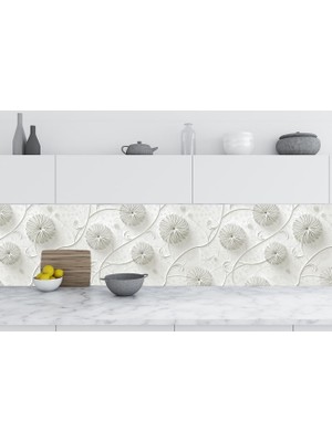 Sticker Art Mutfak Tezgah Arası Folyo Fayans Kaplama Folyosu Pop Çiçekler