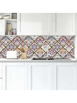Sticker Art Mutfak Tezgah Arası Folyo Fayans Kaplama Folyosu Istanbul Lale Desen