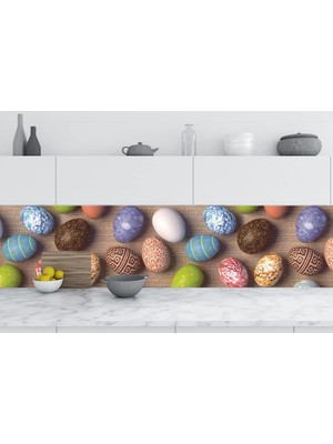 Sticker Art Mutfak Tezgah Arası Folyo Fayans Kaplama Folyosu Renkli Yumurtalar