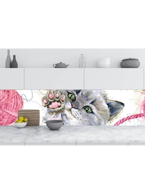 Sticker Art Mutfak Tezgah Arası Folyo Fayans Kaplama Folyosu Kediler