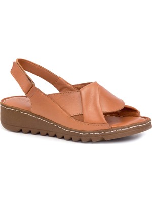 Gedikpaşalı Mrn 018 Taba Bayan Comfort Sandalet Terlik Sandalet