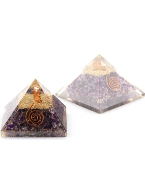 Alibaba Doğaltaş Ametist Taşından Orgonit Piramit