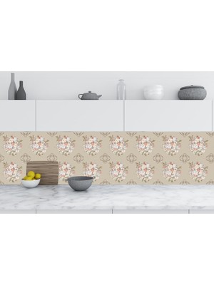 Sticker Art Mutfak Tezgah Arası Folyo Fayans Kaplama Folyosu Demet Çiçekler