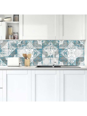 Sticker Art Mutfak Tezgah Arası Folyo Fayans Kaplama Folyosu Turkuaz Vintage