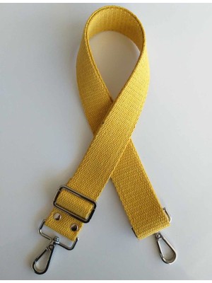 Angel Çanta Aksesuar Pamuklu Kolon 120X4 cm Gümüş Metal Hardal Sarı