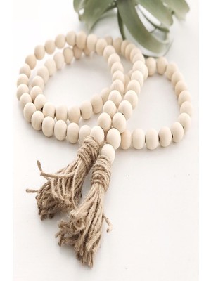 Emtory Home  Ahşap Doğal Boncuklu Dekoratif Çok Amaçlı Süs (50CM)