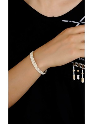 Midyat Nurtaş Gümüş Beyaz Örme 1000 Ayar Kazaziye Gümüş Bileklik