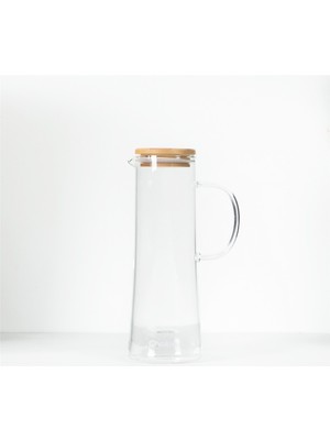 Chakra Bambu Kapaklı Cam Sürahi 800 ml  Transparan