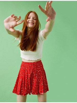 Koton Kadın Belden Bağlamalı Şort Desenli