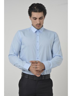 Brianze Mavi Klasik Yaka Slim Fit  Gömlek  S