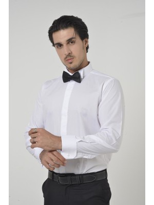 Brianze Beyaz Ata Yaka Slim Fit Gömlek S