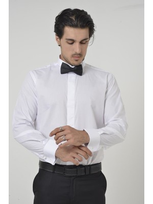 Brianze Beyaz Ata Yaka Slim Fit Gömlek S