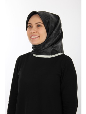 Siyah Aker Ipek Krep Saten Eşarp 7208701-312